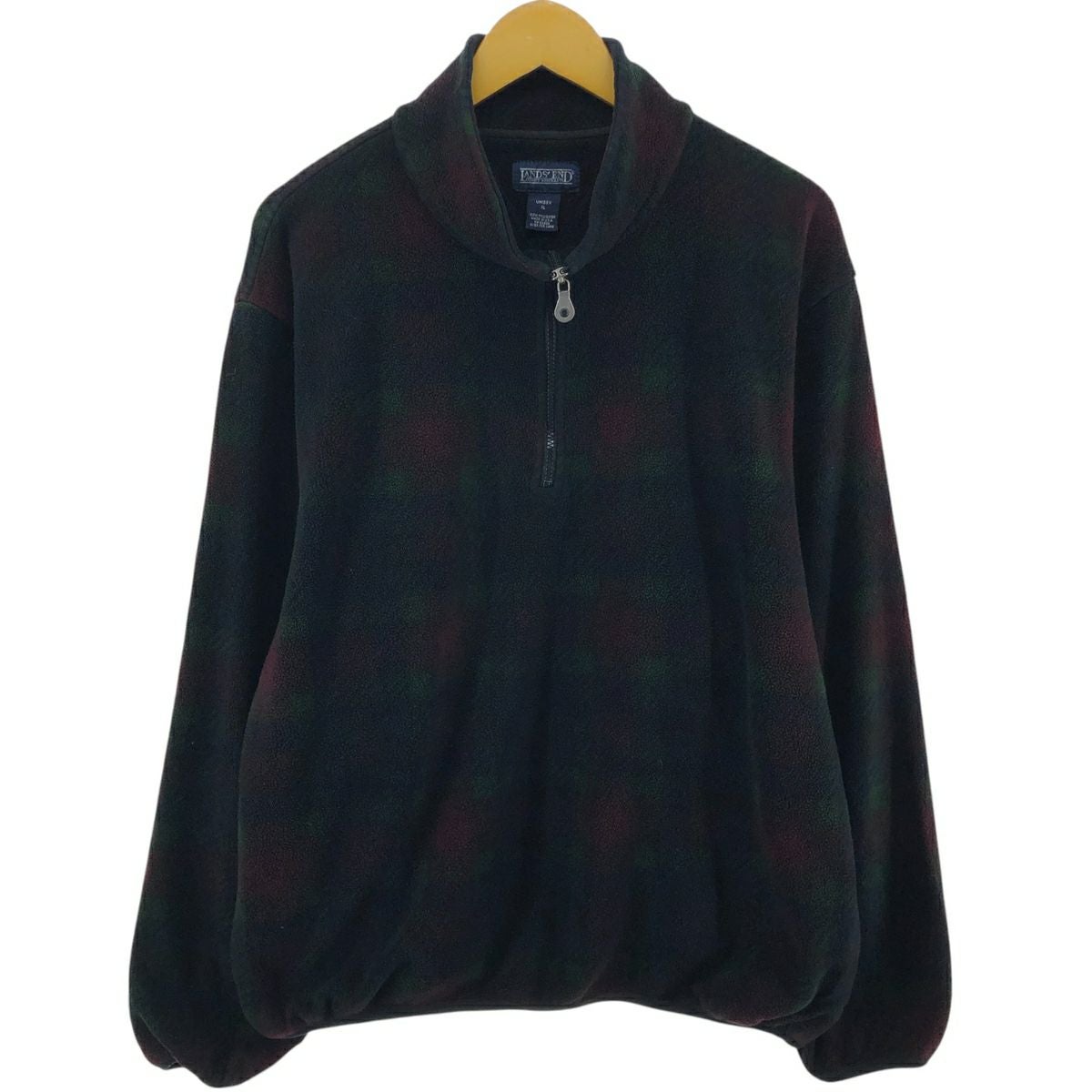 古着 90年代 ランズエンド LANDS' END チェック柄 ハーフジップ