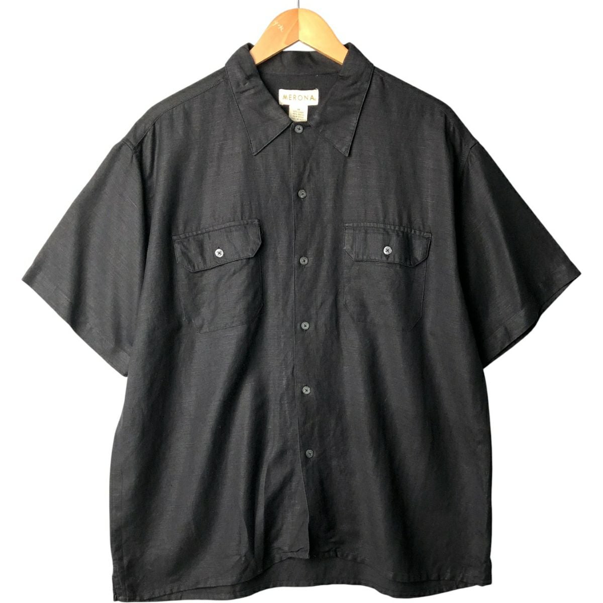 古着 LINEA UOMO 半袖 リネンシャツ ボックスシャツ メンズXL相当
