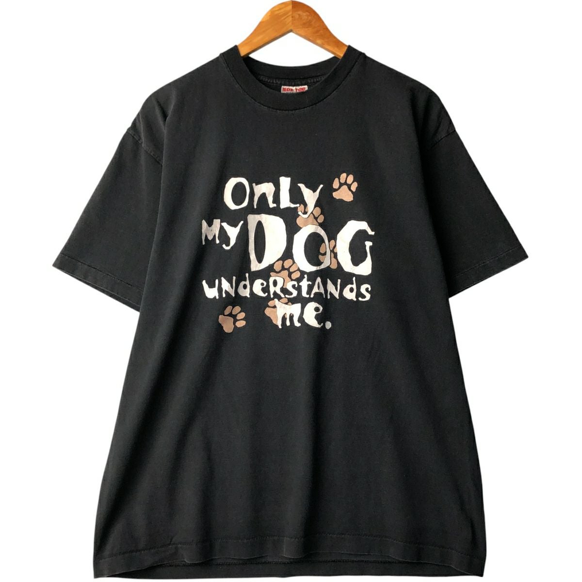 古着 90年代 CENTER STAR メッセージプリントTシャツ USA製 メンズXL