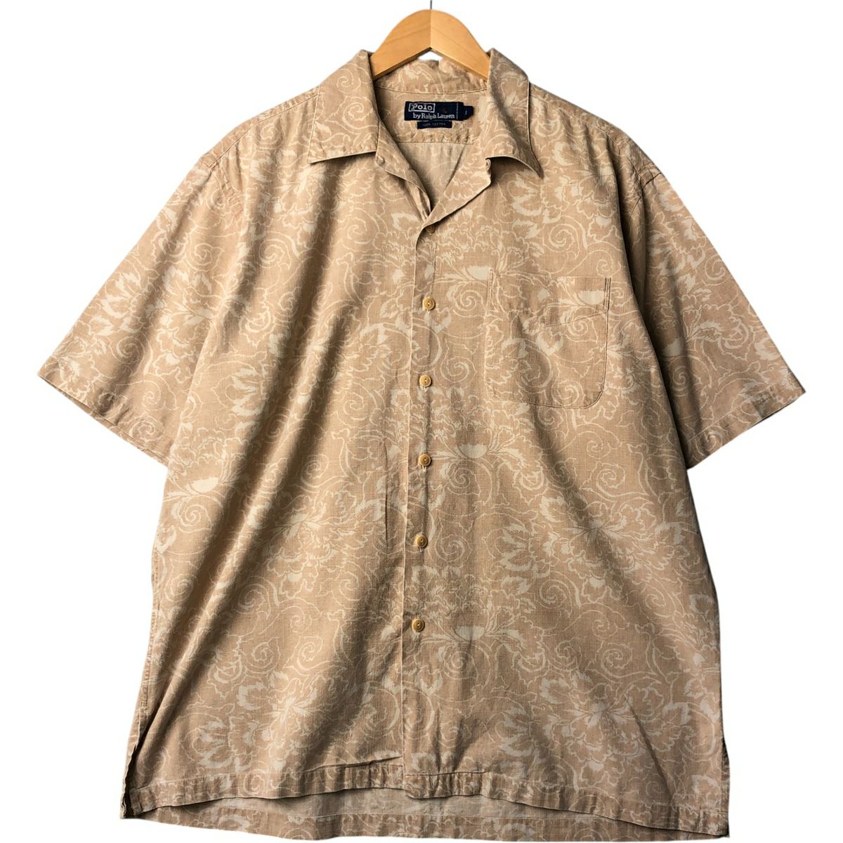 古着 ラルフローレン POLO by Ralph Lauren 総柄 リーフ柄 オープン