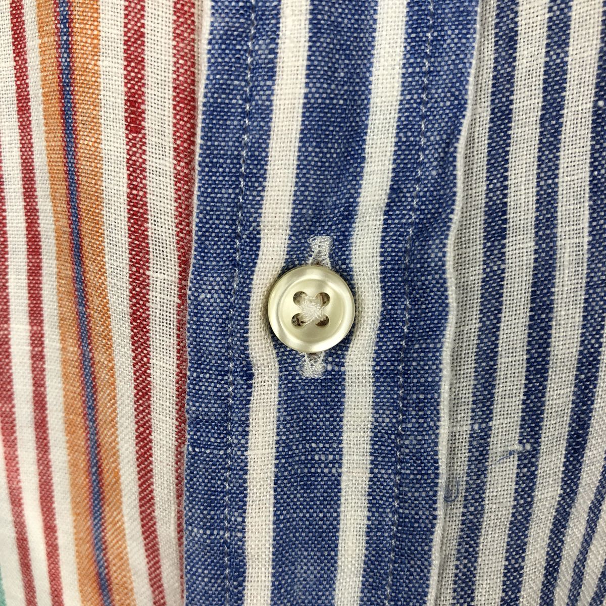 希少 ローレン ラルフローレン シルク リネン 長袖 シャツ マルチストライプ 古着 ラルフローレン Ralph Lauren POLO RALPH LAUREN CLASSIC FIT