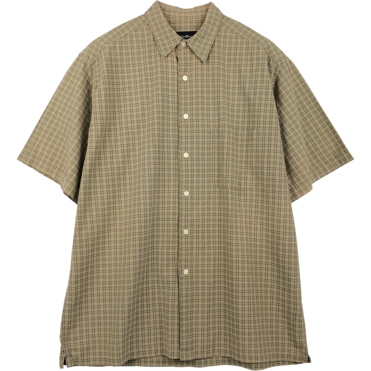 古着 エディーバウアー Eddie Bauer チェック柄 半袖 リネンシャツ