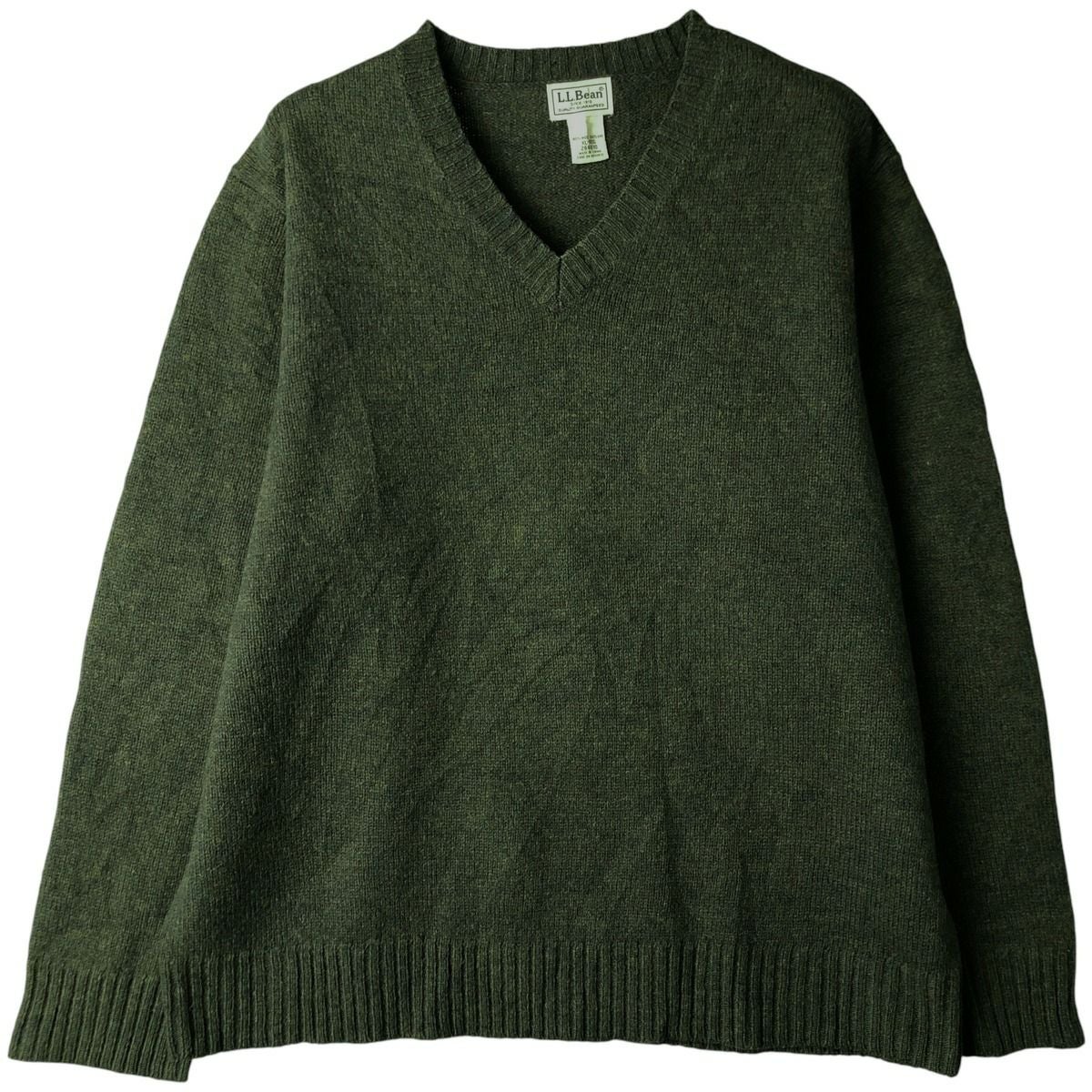 古着 80年代 エルエルビーン L.L.Bean Vネック ウールニットセーター
