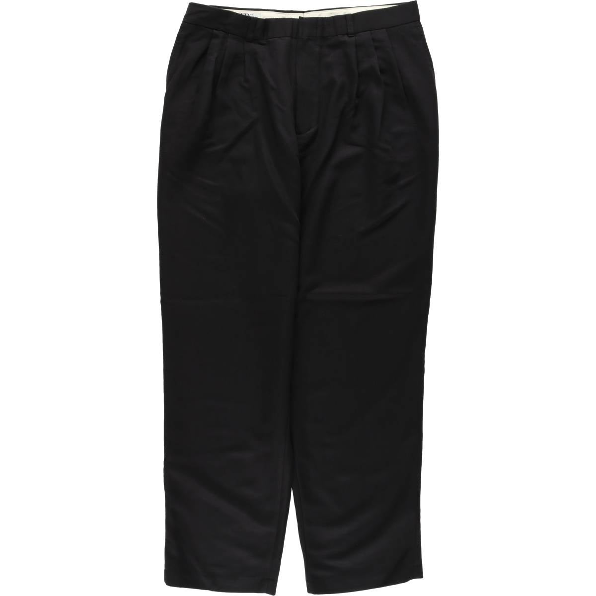 90s ITALY製 PRONTO-UOMO 黒 ツータックスラックス 古着 90年代 PRONTO-UOMO スリータック ウールパンツ スラックス