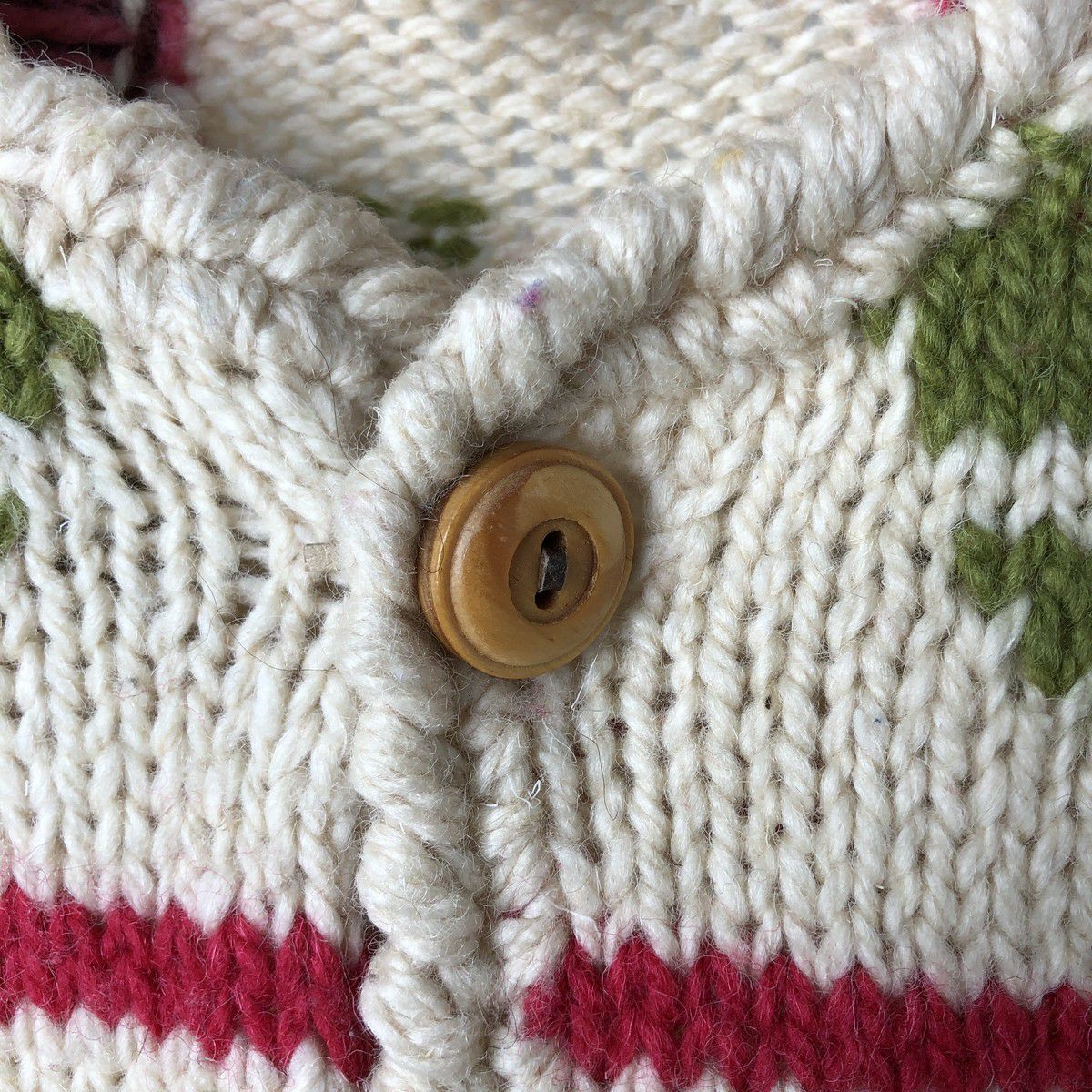 古着 90年代 EXPRESS TRICOT 花柄 ウールニットカーディガン