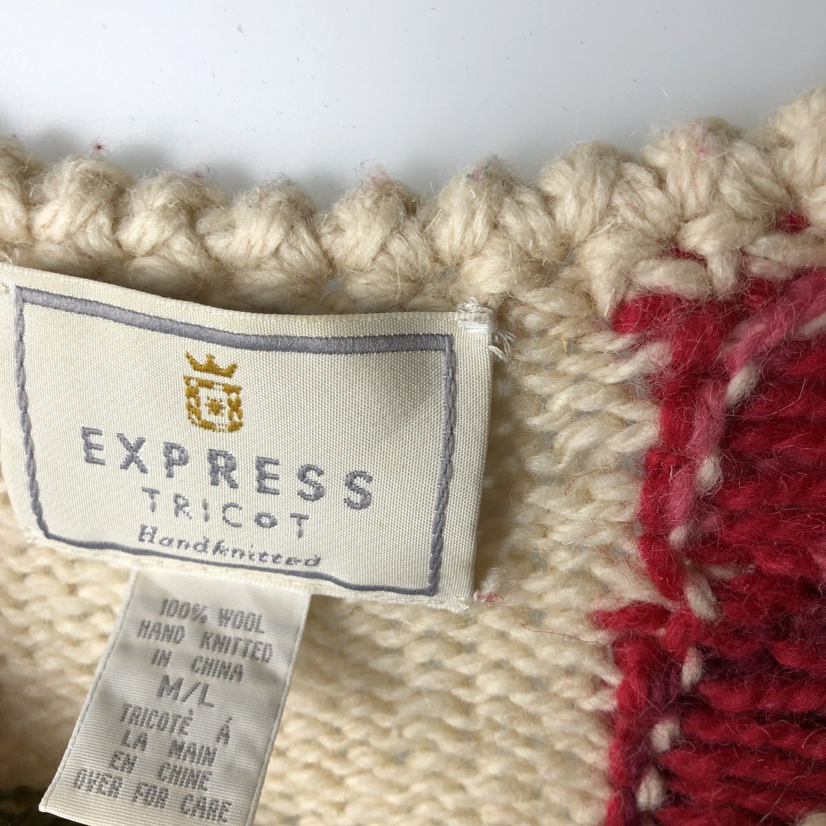 古着 90年代 EXPRESS TRICOT 花柄 ウールニットカーディガン