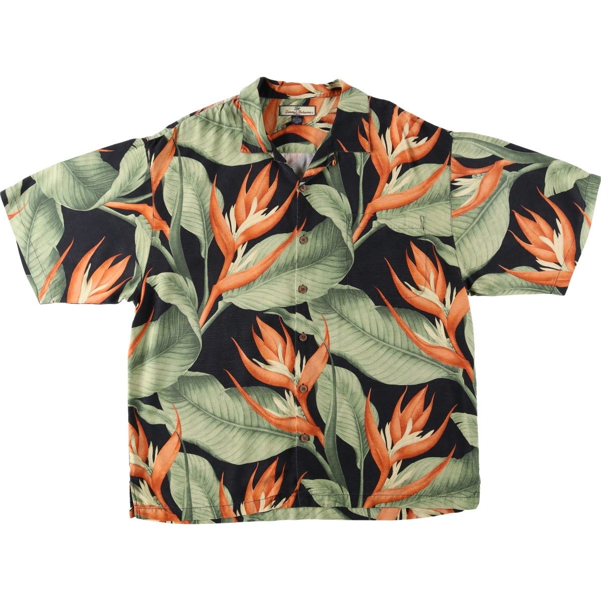 トミーバハマ　アロハシャツ　柄シャツ　シルク　花柄　オープンカラー　メンズM 古着 トミーバハマ TOMMY BAHAMA 総柄 花柄 オープンカラー シルク