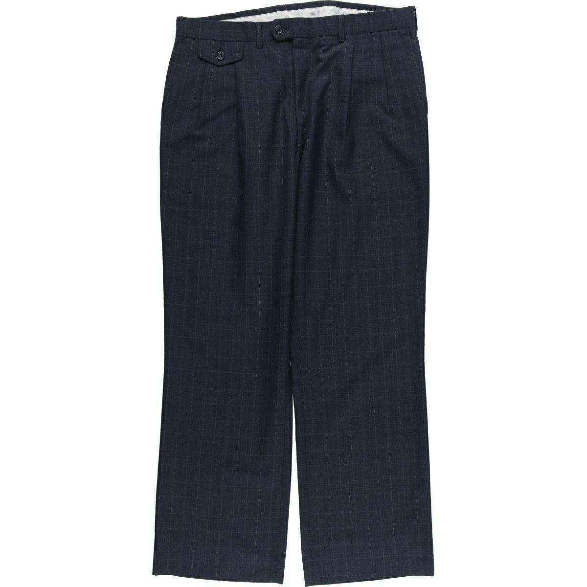 古着 Zanella チェック柄 ツータック スラックス ワイドパンツ