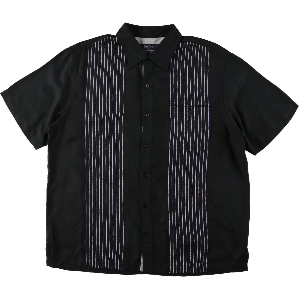 古着 90年代 Nat Nast American fit 総柄 ワイドカラー 半袖 シルク