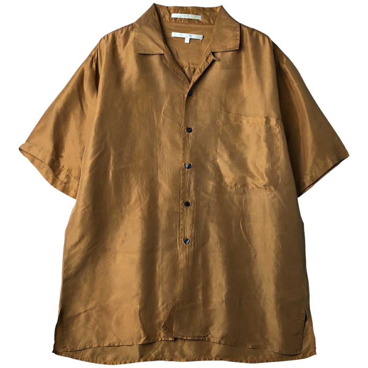 古着 ペリーエリス PERRY ELLIS 総柄 オープンカラー 長袖 シルク