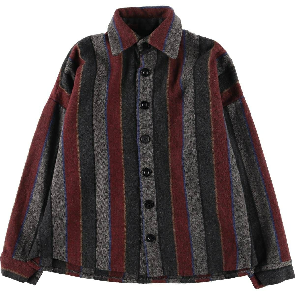 古着 WALKER&CO COLLECTION オープンカラー 半袖 ボーダー ポロシャツ