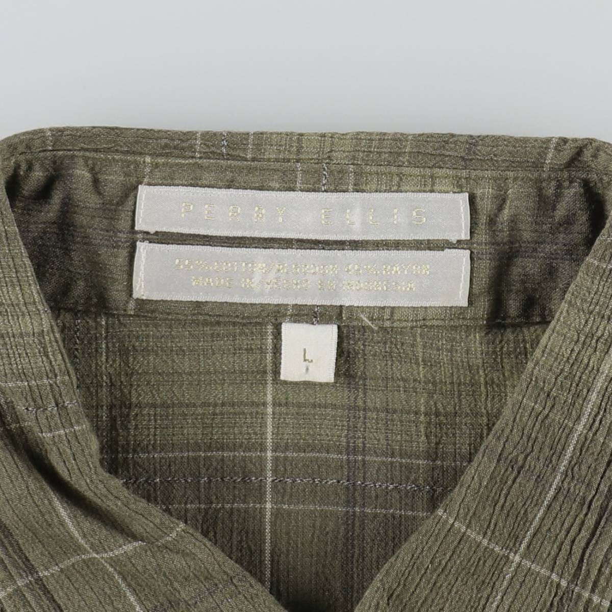 古着 ペリーエリス PERRY ELLIS 半袖 コットン チェックシャツ