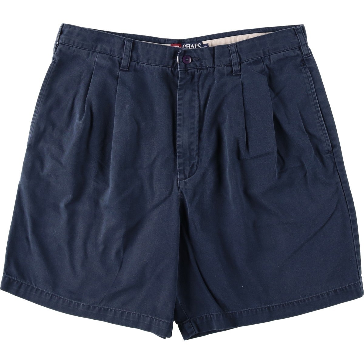 ラルフ リネン ショーツ 黒 36 ツー　タック　古着　ブラック　ワイド　パンツ 古着 ラルフローレン Ralph Lauren CHAPS チャップス ツータック チノ