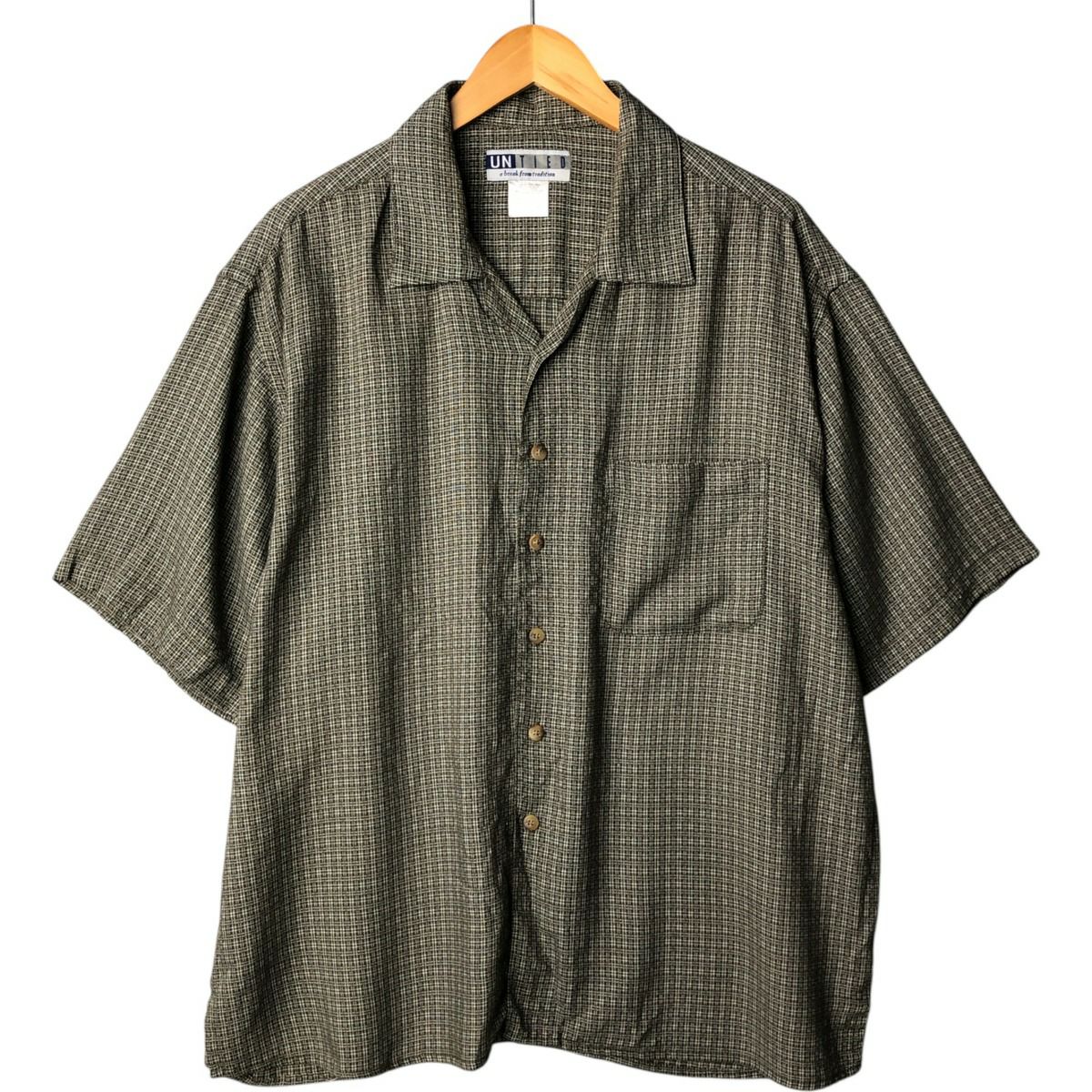 古着 CITY STREETS 総柄 半袖 レーヨンシャツ ボックスシャツ メンズL