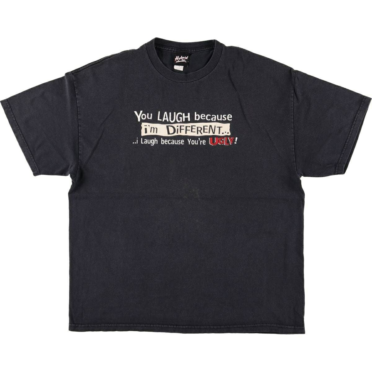 古着 90～00年代 HYBRID TEES メッセージプリントTシャツ メンズXL相当