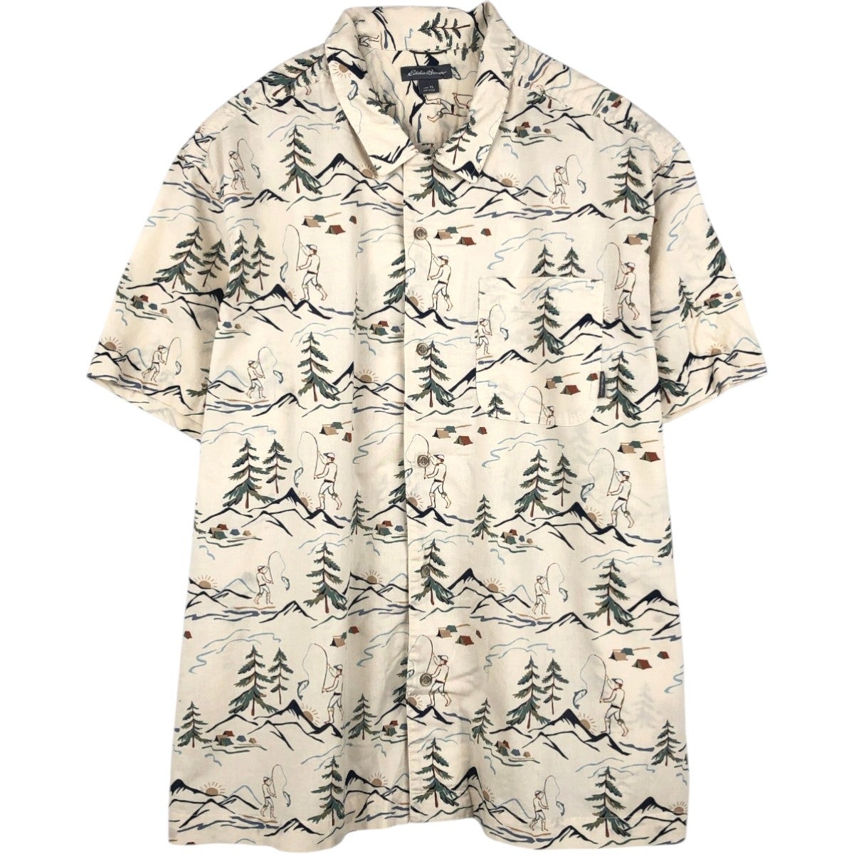 古着 エディーバウアー Eddie Bauer シャンブレー 半袖 リネンシャツ