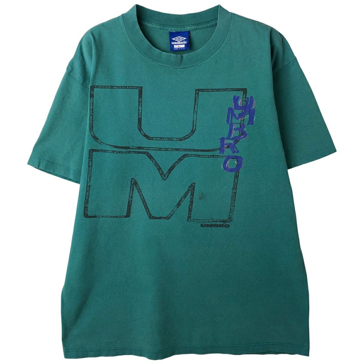 古着 90年代 アンブロ UMBRO 青タグ ロゴTシャツ USA製 メンズXL相当