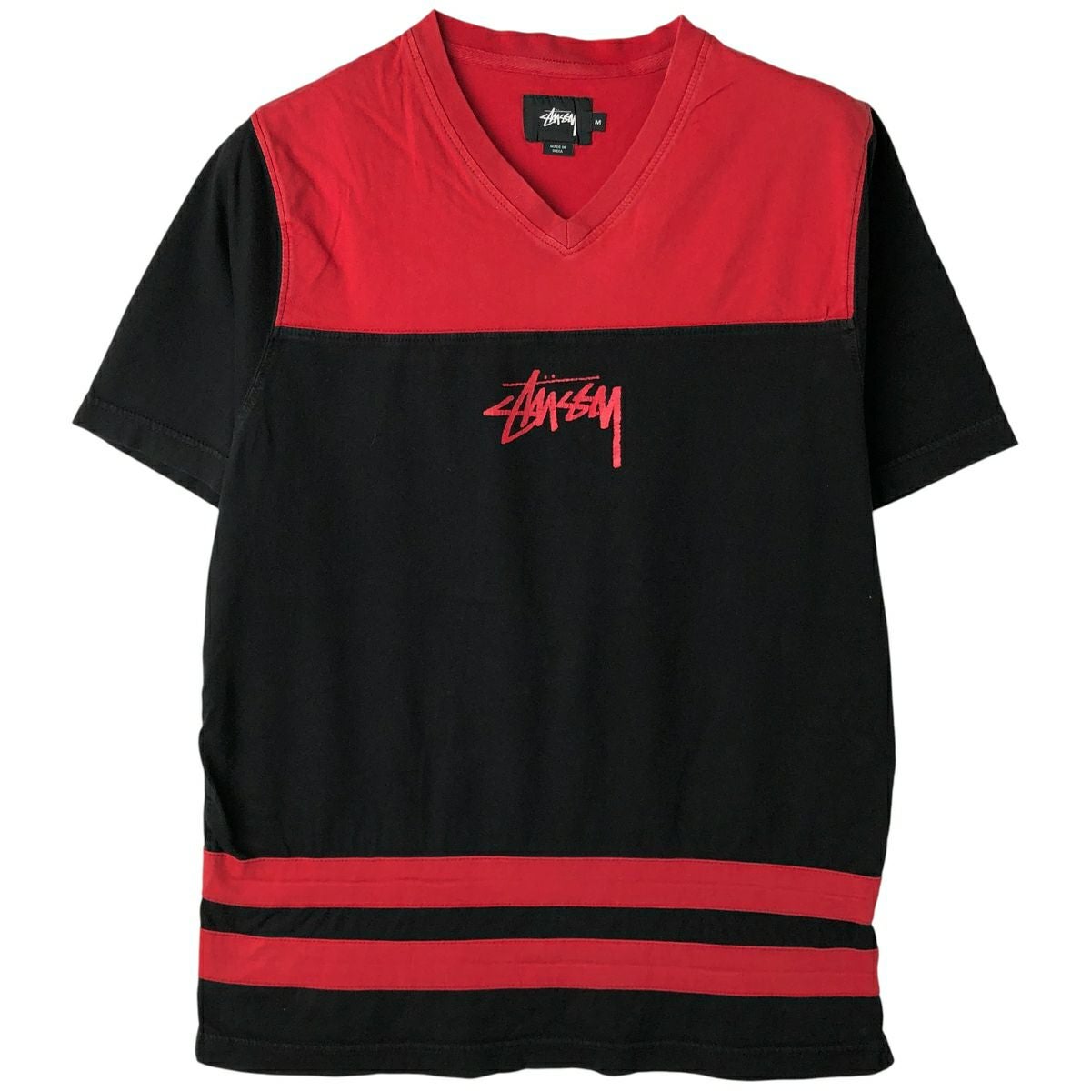 古着 ステューシー STUSSY Vネック ロゴプリントTシャツ メンズM相当