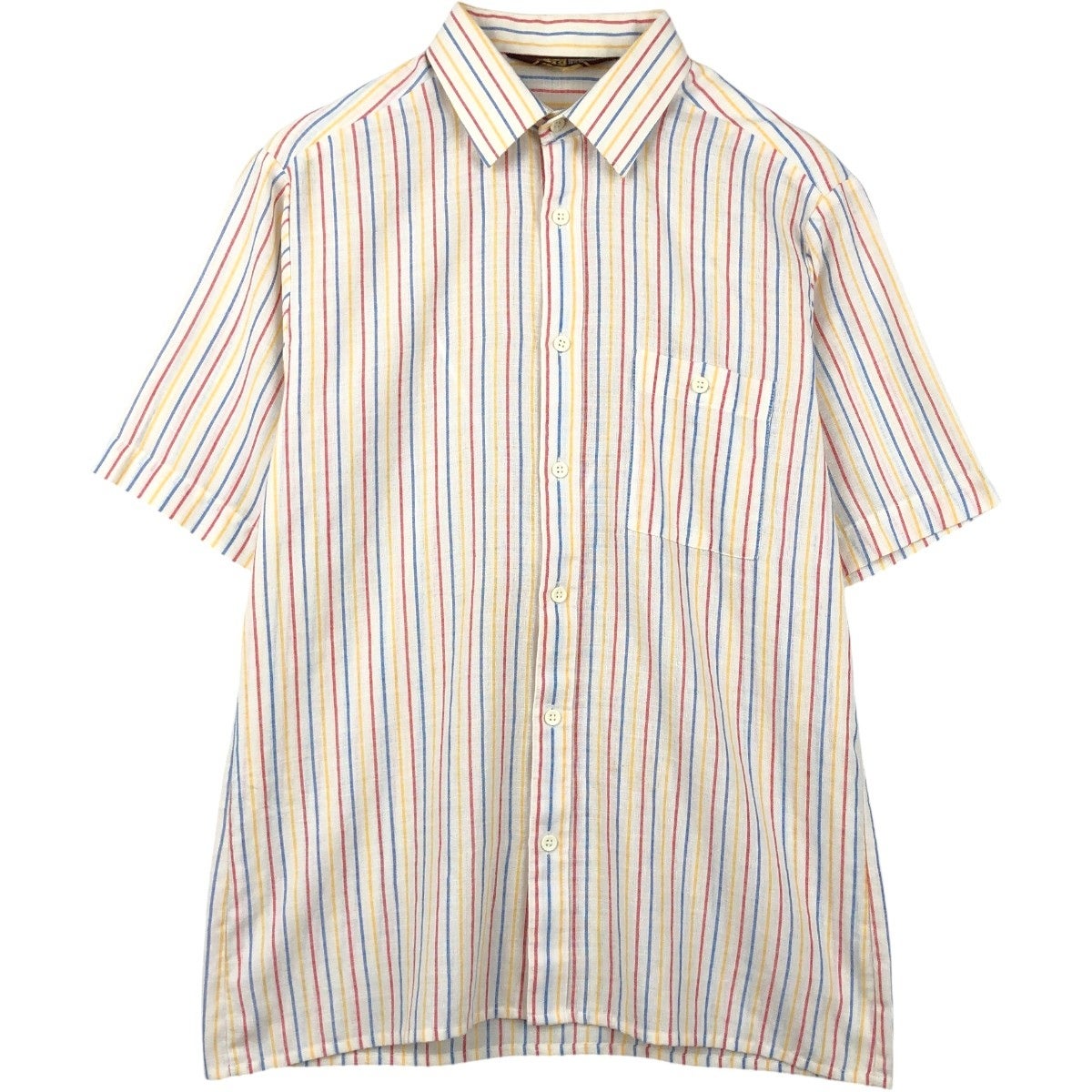 古着 70年代 Donlin マルチストライプ 半袖 ポリエステル×コットン ストライプシャツ ボックスシャツ メンズL相当 ヴィンテージ/rab182151 古着 70年代 Donlin マルチストライプ 半袖 ポリエステル×コットン