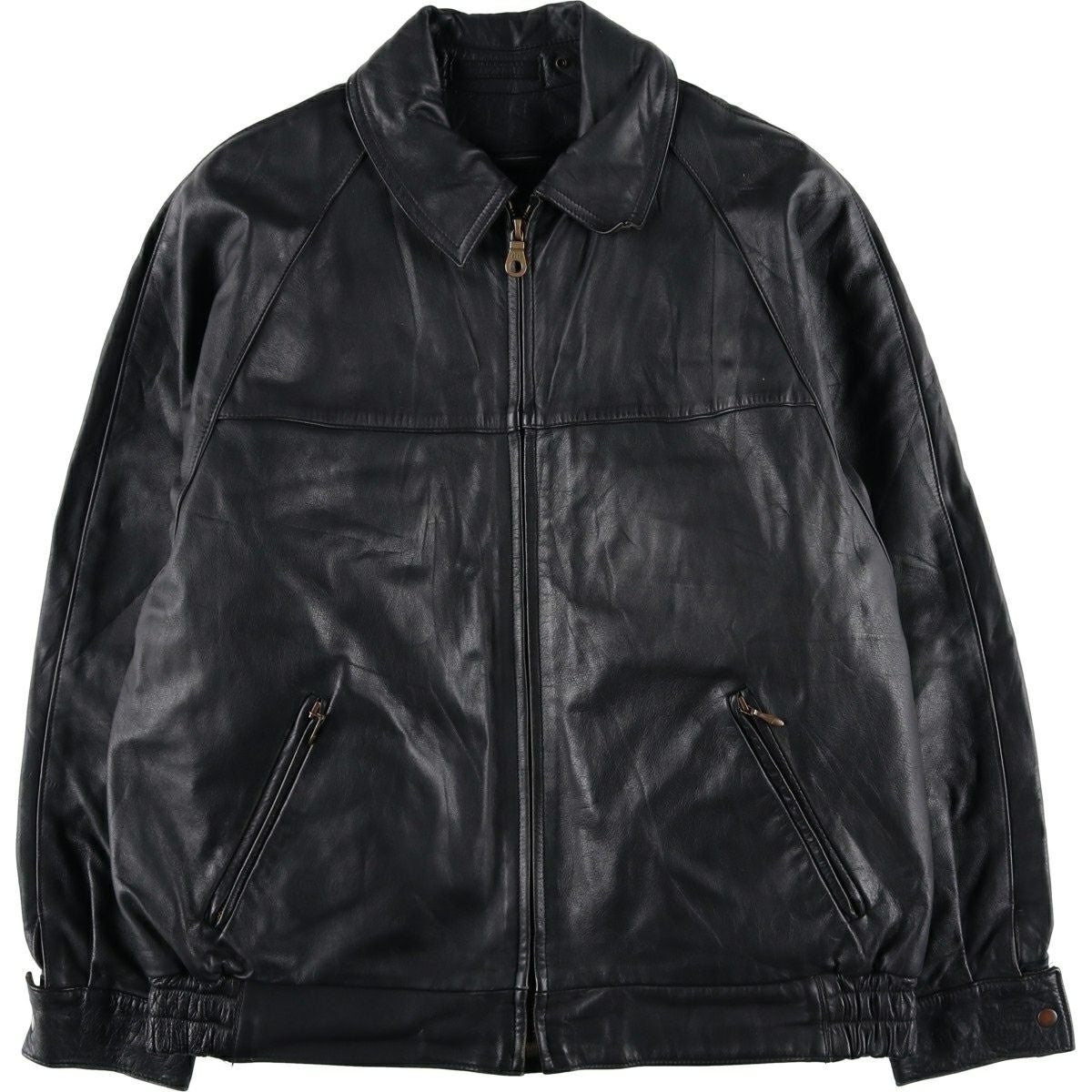 古着 WEATHERPROOF スイングトップタイプ レザーブルゾン メンズXL相当