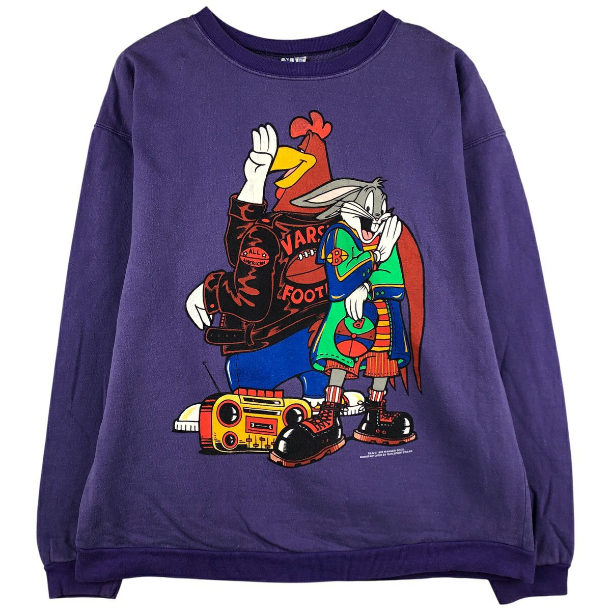 古着 90年代 LINDEX LOONEY TUNES ルーニーテューンズ タズマニアンデビル 大判プリント キャラクタープリントロングTシャツ ロンT メンズM相当 ヴィンテージ /eaa547484 古着 90年代 LINDEX LOONEY TUNES ルーニーテューンズ タズマニアン