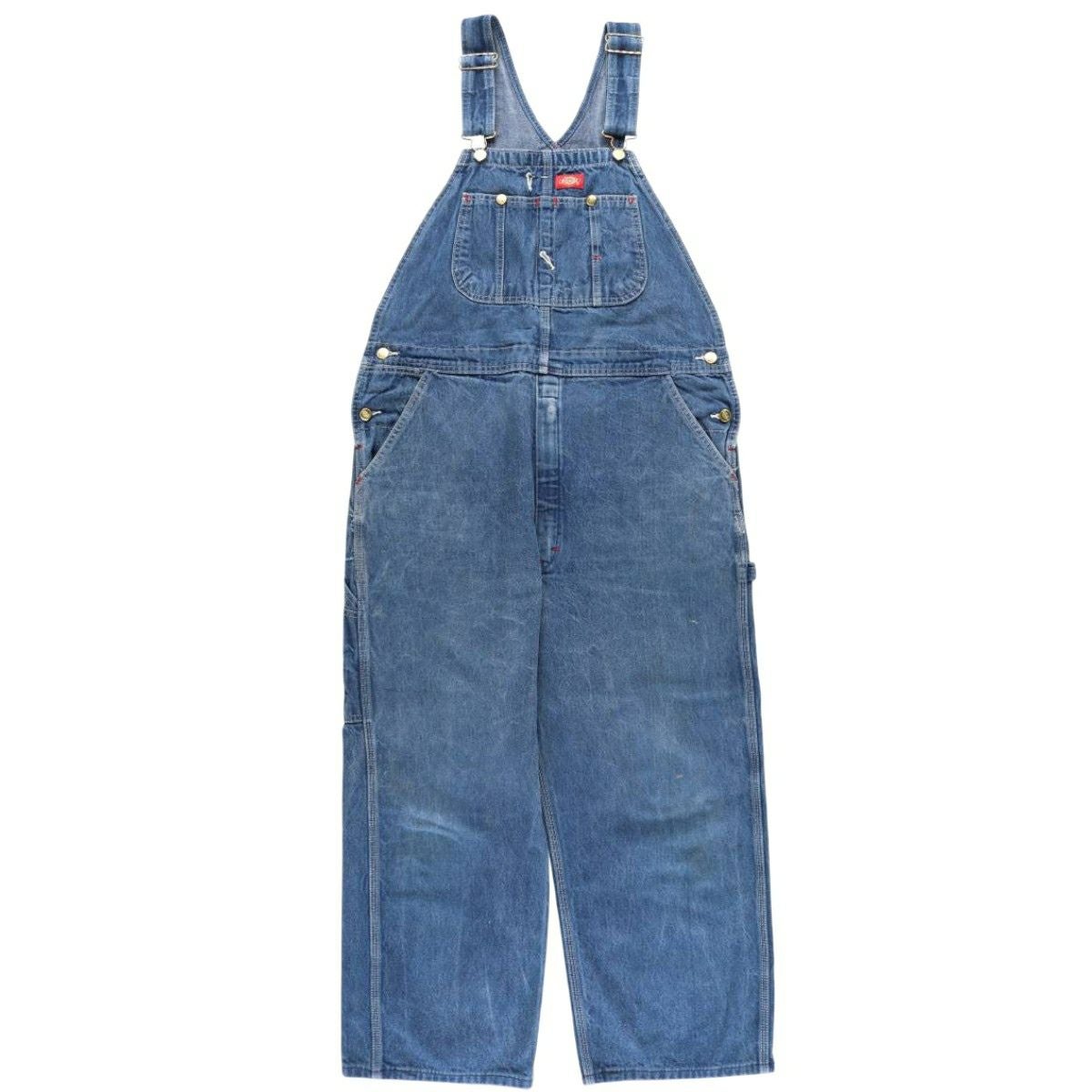 80〜90s USA製 Dickies デニムオーバーオール ヴィンテージ 40 古着 ビッグサイズ 90年代 ディッキーズ Dickies デニムオーバーオール