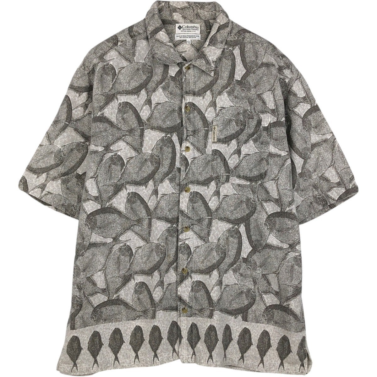 古着 00年代 コロンビア Columbia 総柄 魚柄 ボタンダウン ハワイアン