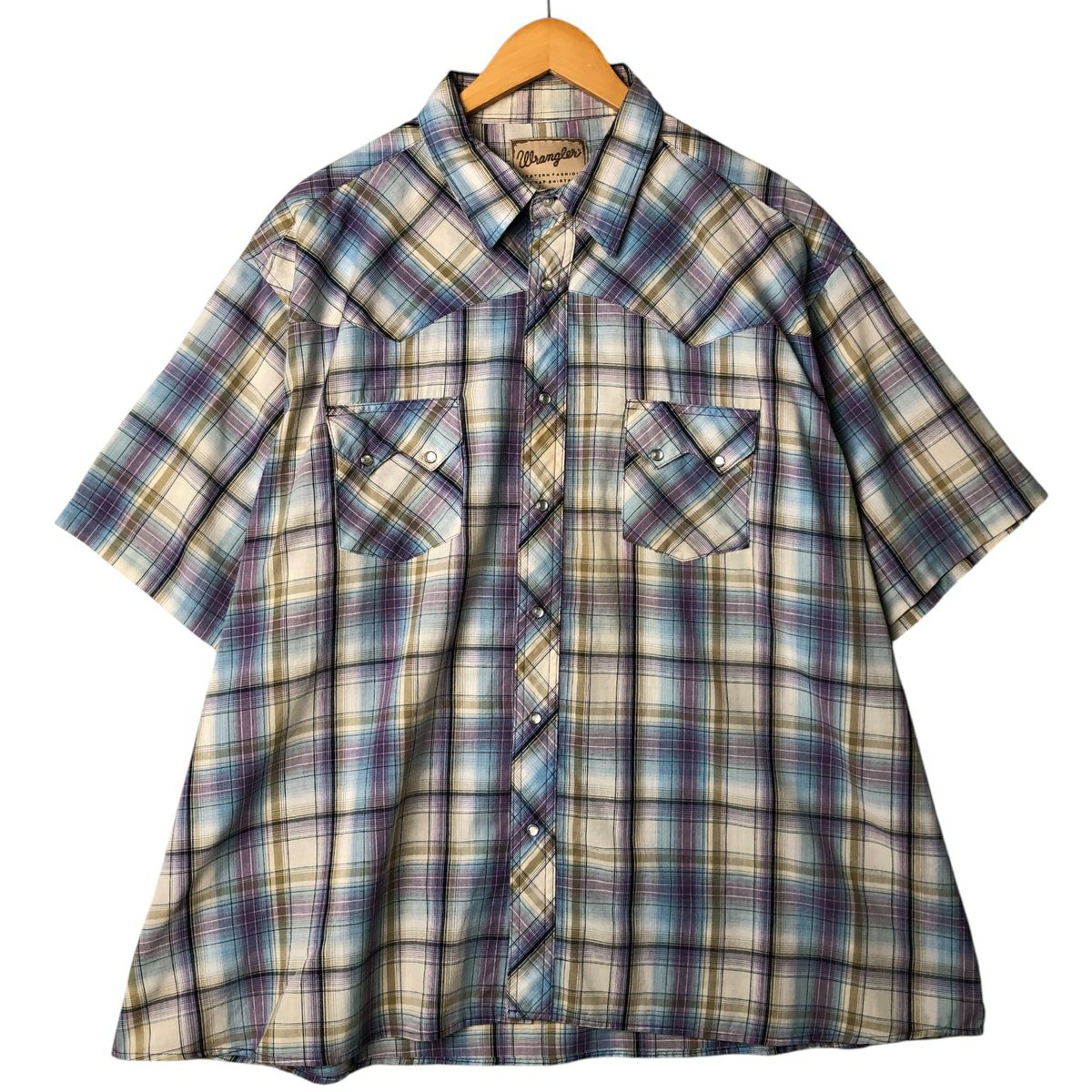 古着 90年代 ラングラー Wrangler WESTERN SHIRTS ストライプ柄 半袖