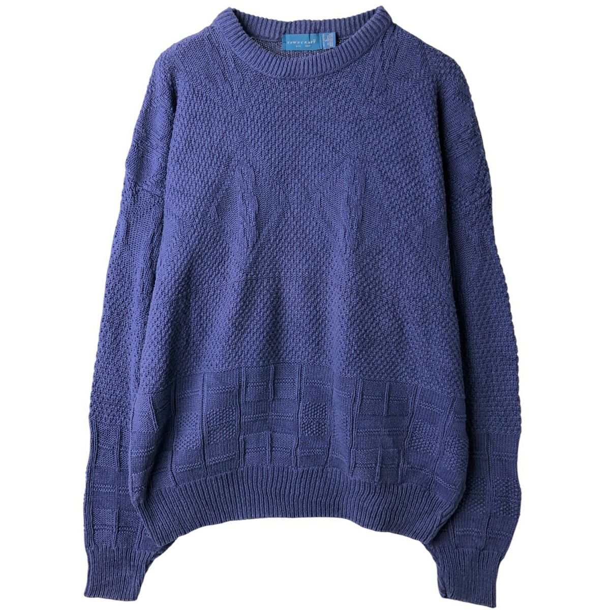 古着 80～90年代 タウンクラフト TOWN CRAFT 総柄 千鳥格子柄 ニット
