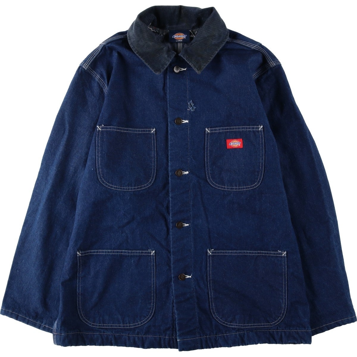 古着 濃紺 ディッキーズ Dickies デニムカバーオール メンズL相当