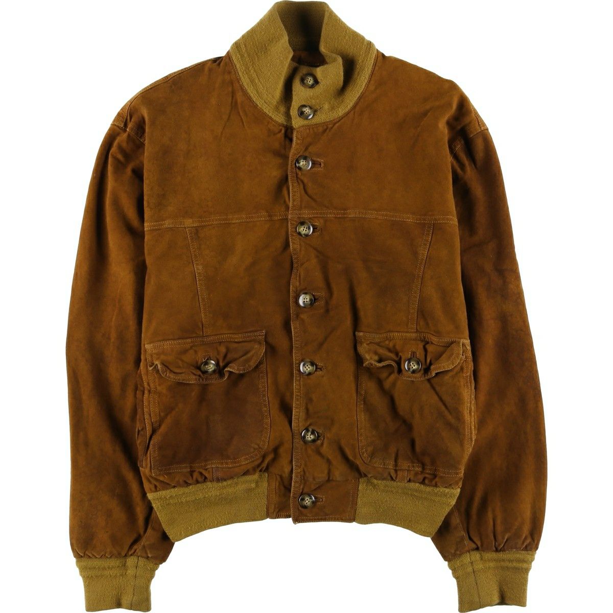 バルスター型　スエードレザージャケット 古着 バルスタージャケット スエードレザーブルゾン イタリア製 メンズ