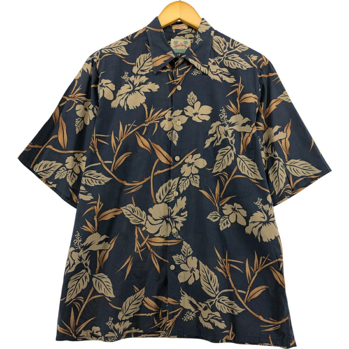 古着 ステューシー STUSSY 総柄 リーフ柄 オープンカラー レーヨン