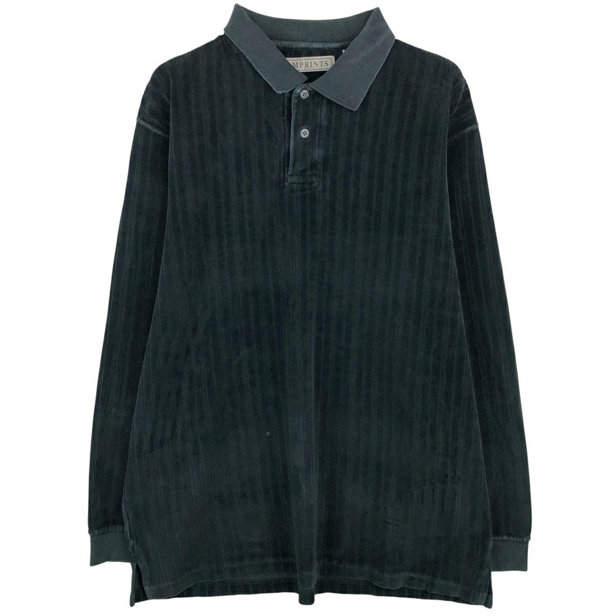 古着 Oleg Cassini ベロア長袖 ポロシャツ メンズL相当 /eaa609924