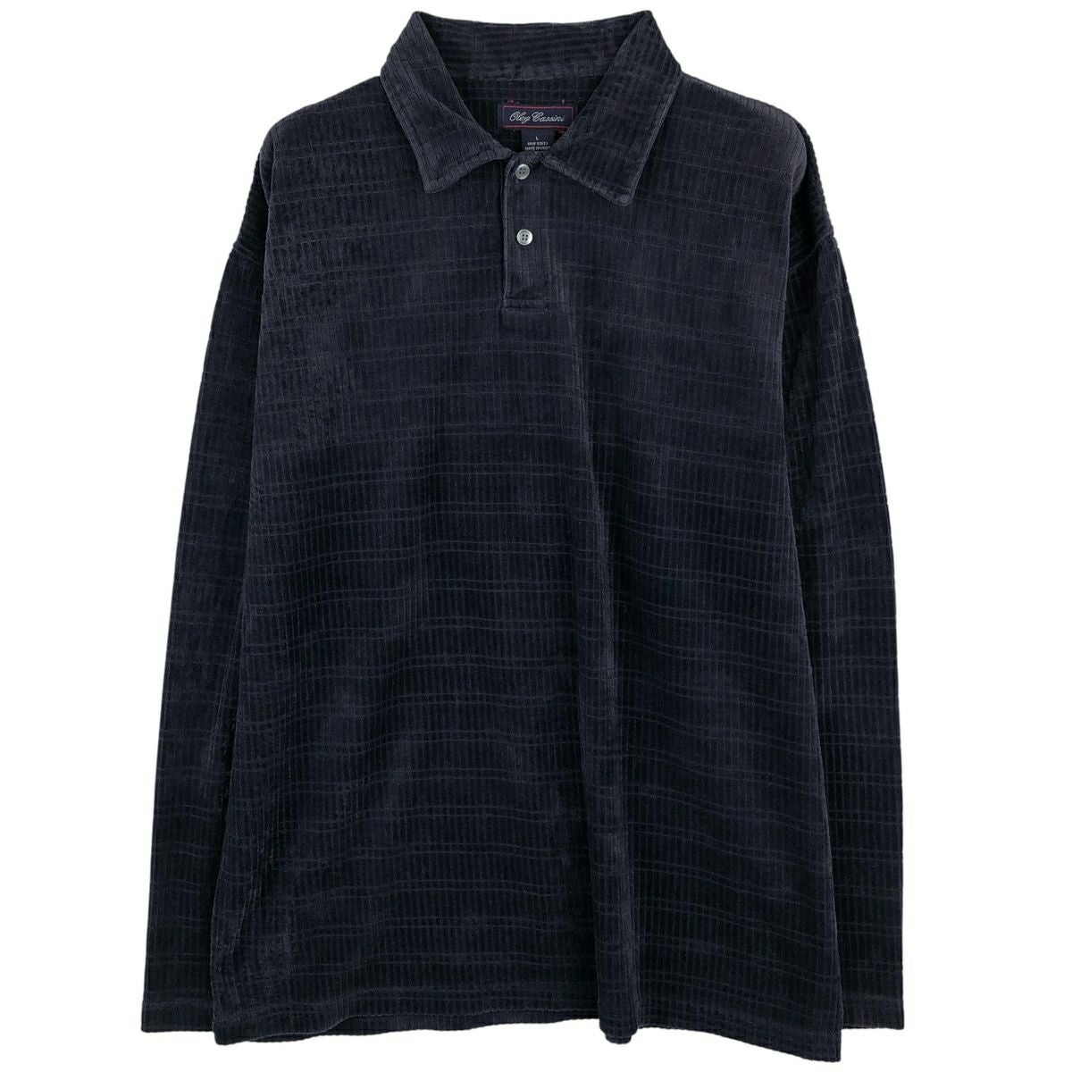 古着 Oleg Cassini ベロア長袖 ポロシャツ メンズL相当 /eaa609924