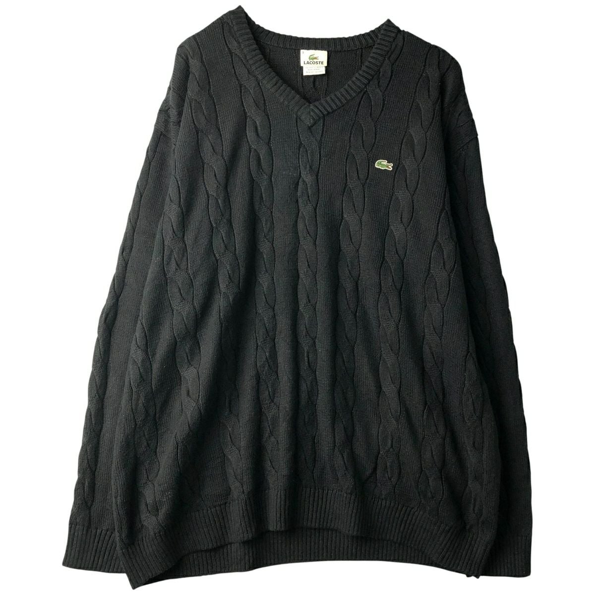 古着 ビッグサイズ 90年代 ラコステ LACOSTE フランス企画 Vネック ケーブル編み コットンニットセーター フランス製 メンズXXXL相当 ヴィンテージ/eaa607689 古着 ビッグサイズ 90年代 ラコステ LACOSTE フランス企画 Vネック