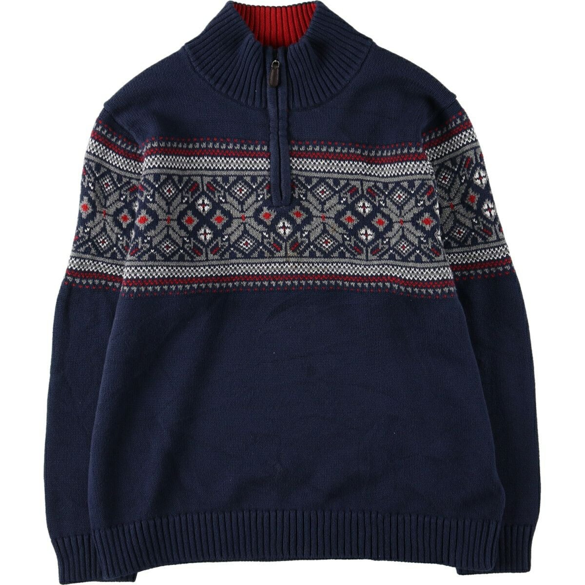 古着 エルエルビーン L.L.Bean ノルディック柄 コットンニットハーフ