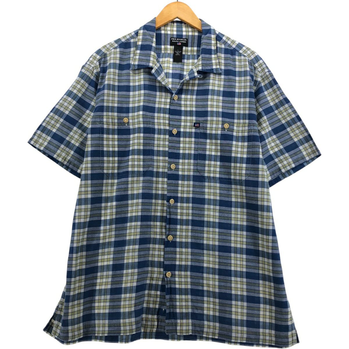 古着 ラルフローレン POLO by Ralph Lauren 総柄 リーフ柄 オープン