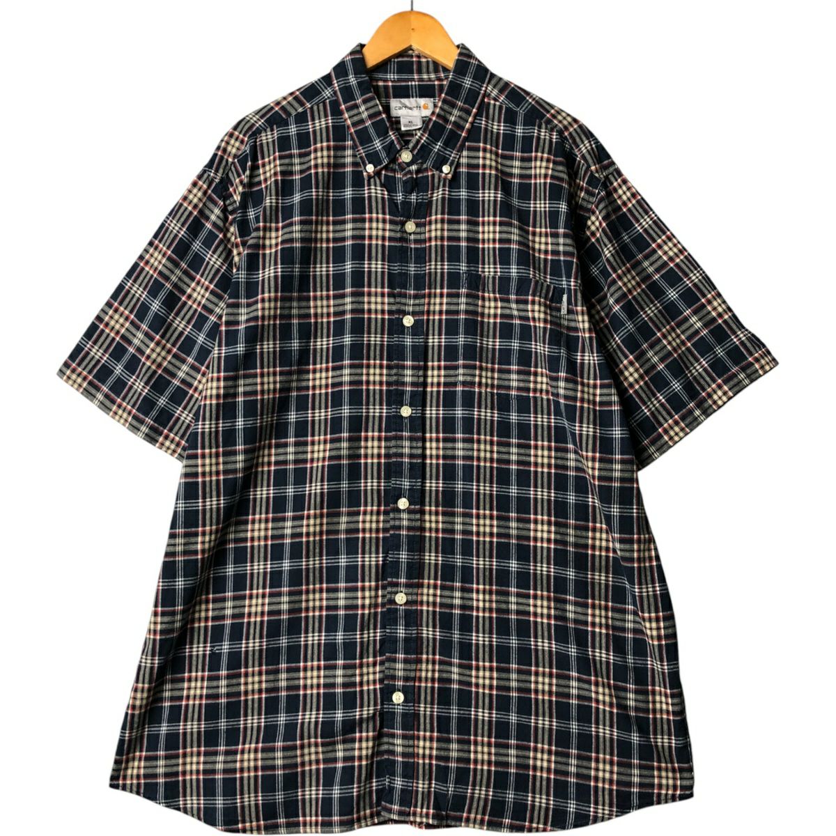 古着 カーハート Carhartt チェック柄 ボタンダウン 半袖 ワークシャツ