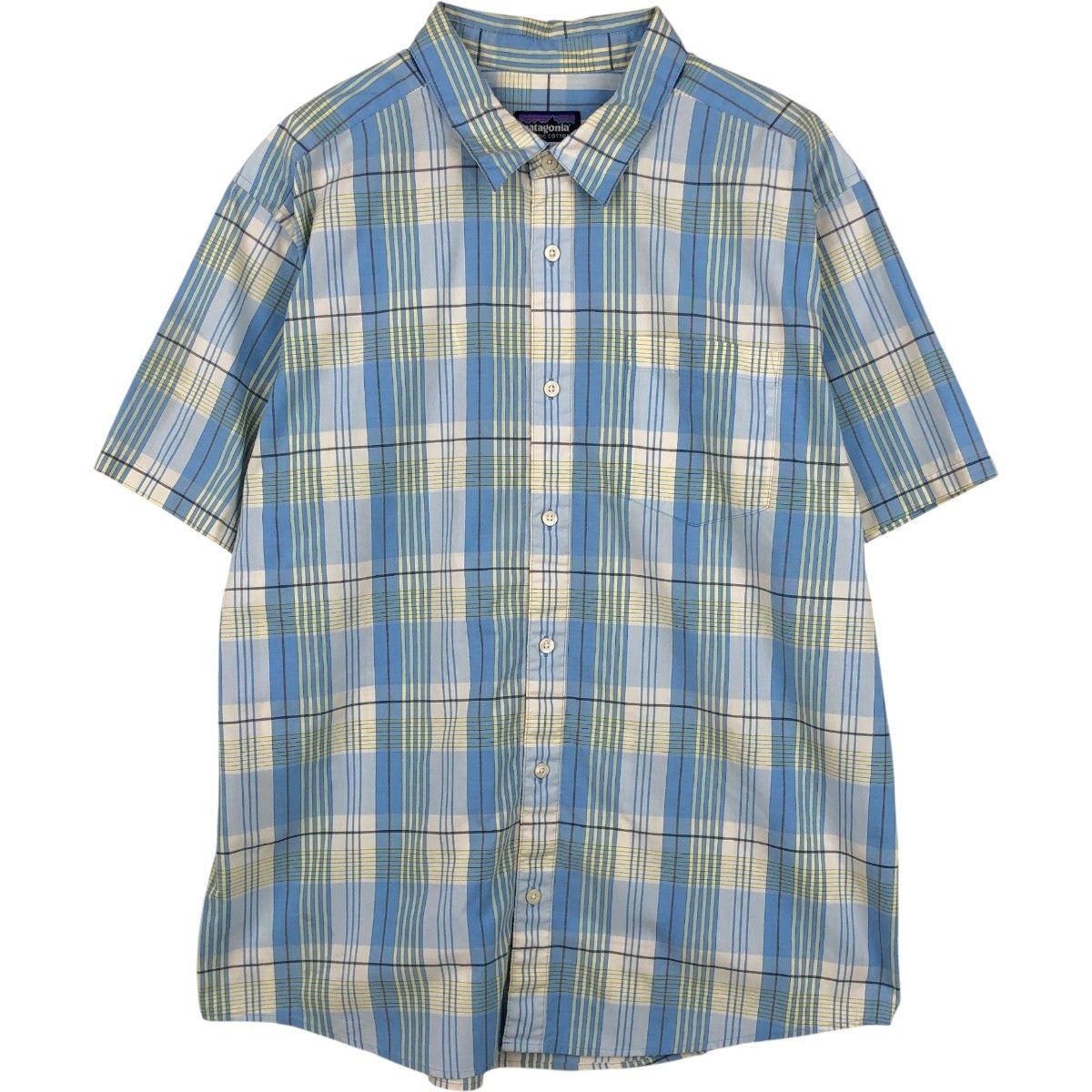 【S】Patagonia シアサッカー シャツ チェック 半袖 アメリカ古着 古着 パタゴニア patagonia シアサッカー 半袖 チェックシャツ メンズM