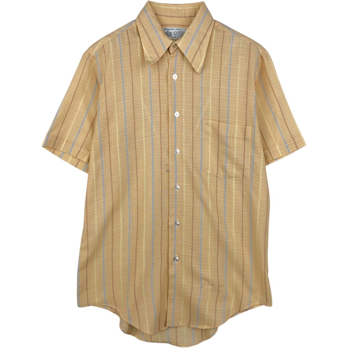 古着 70年代 BHS ストライプ柄 半袖 ポリコットンシャツ ボックス