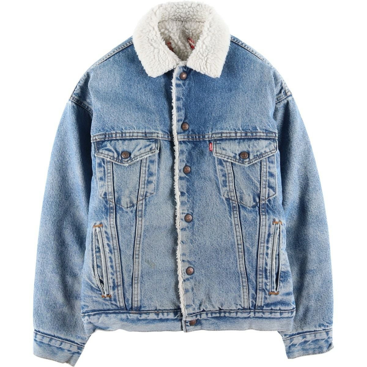 古着 リーバイス Levis ブラックデニムボアジャケット メンズM相当