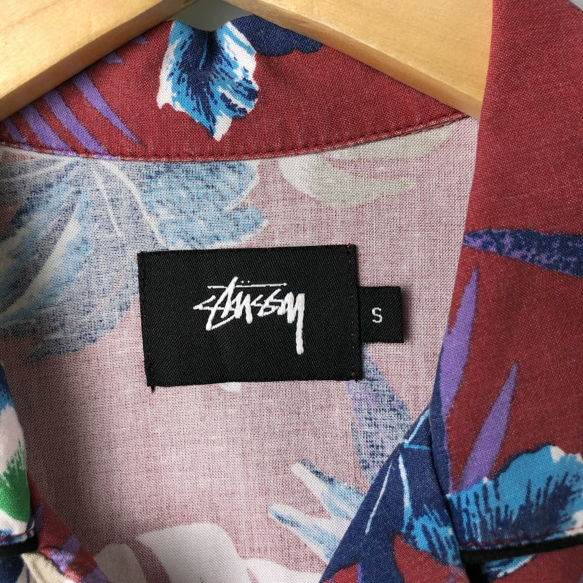 古着 ステューシー STUSSY 総柄 ボタニカル柄 オープンカラー レーヨン