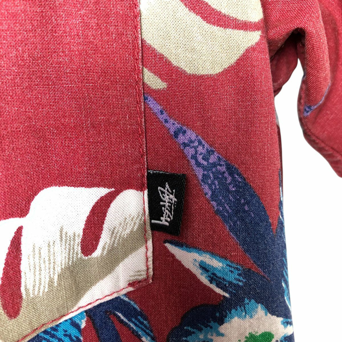 【人気】ステューシー レーヨン オープンカラー アロハシャツ 古着 ステューシー STUSSY 総柄 ボタニカル柄 オープンカラー レーヨン