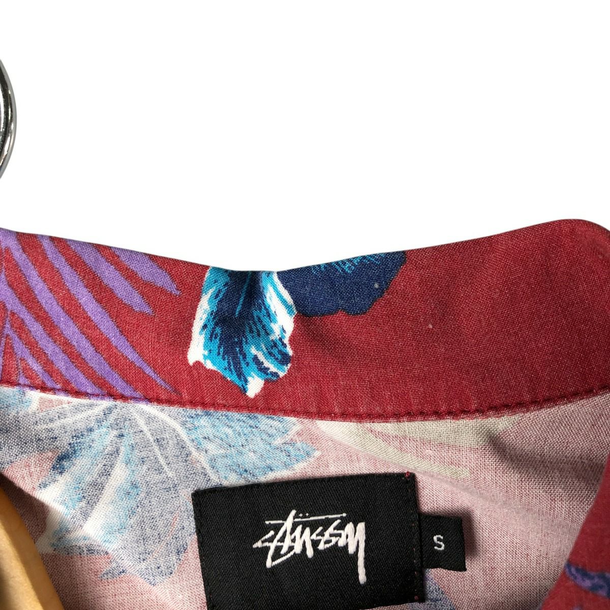 古着 ステューシー STUSSY 総柄 ボタニカル柄 オープンカラー レーヨン