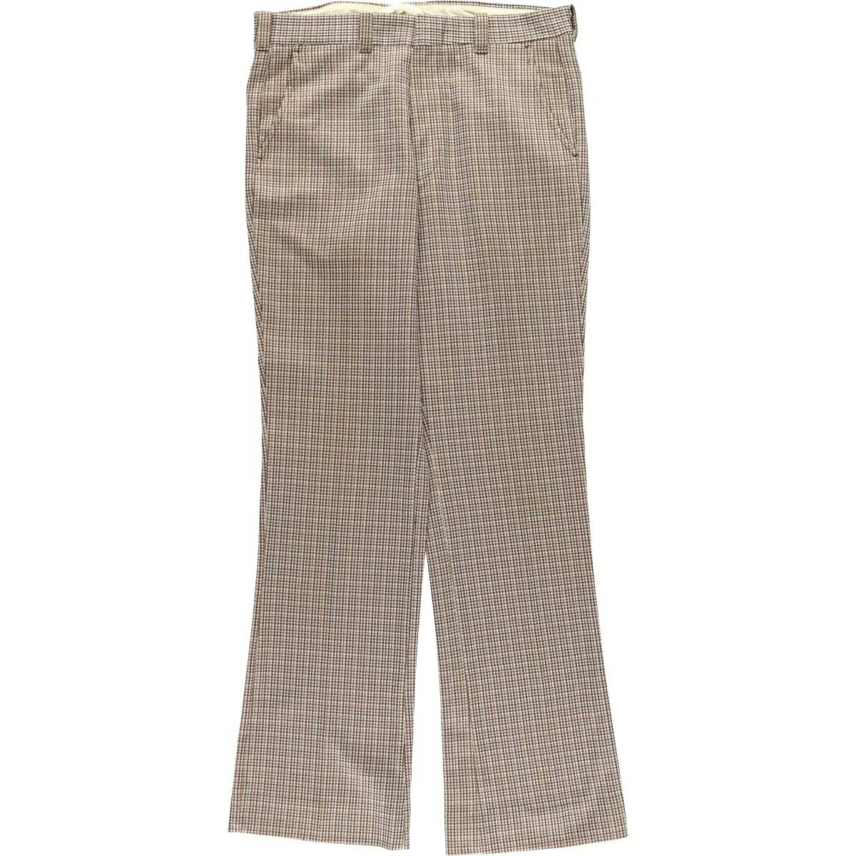 古着 60～70年代 チェック柄 ギンガムチェック フレアパンツ メンズw31