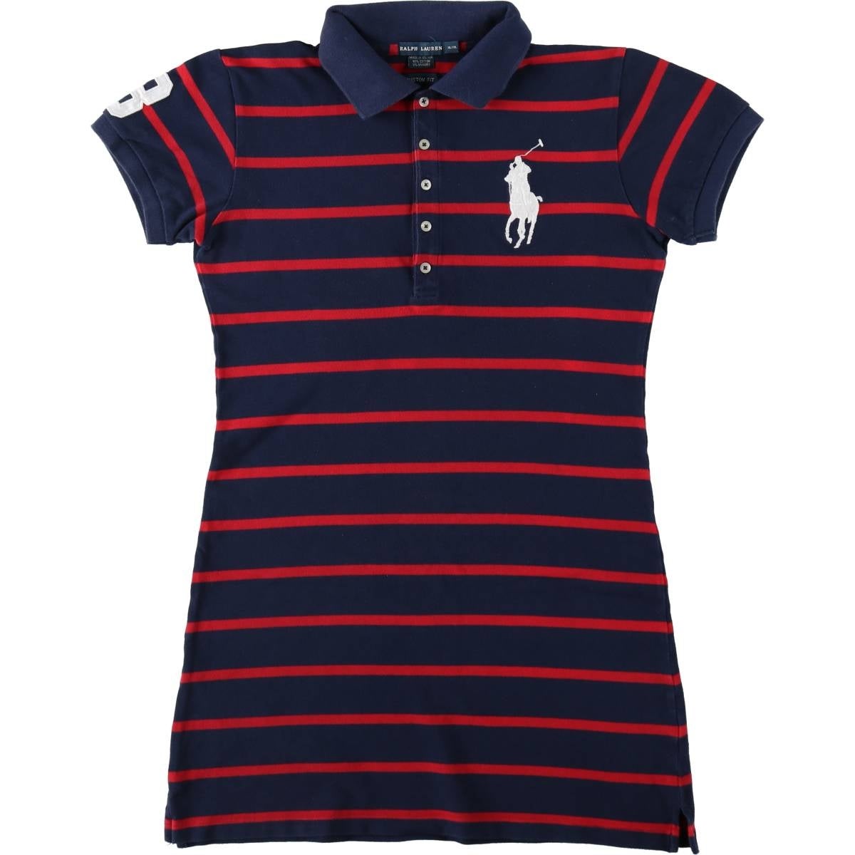 【新品未使用】 ラルフローレン　ビックポニーワンピース　レディースM 古着 ラルフローレン Ralph Lauren CUSTOM FIT ボーダー柄 ビッグ