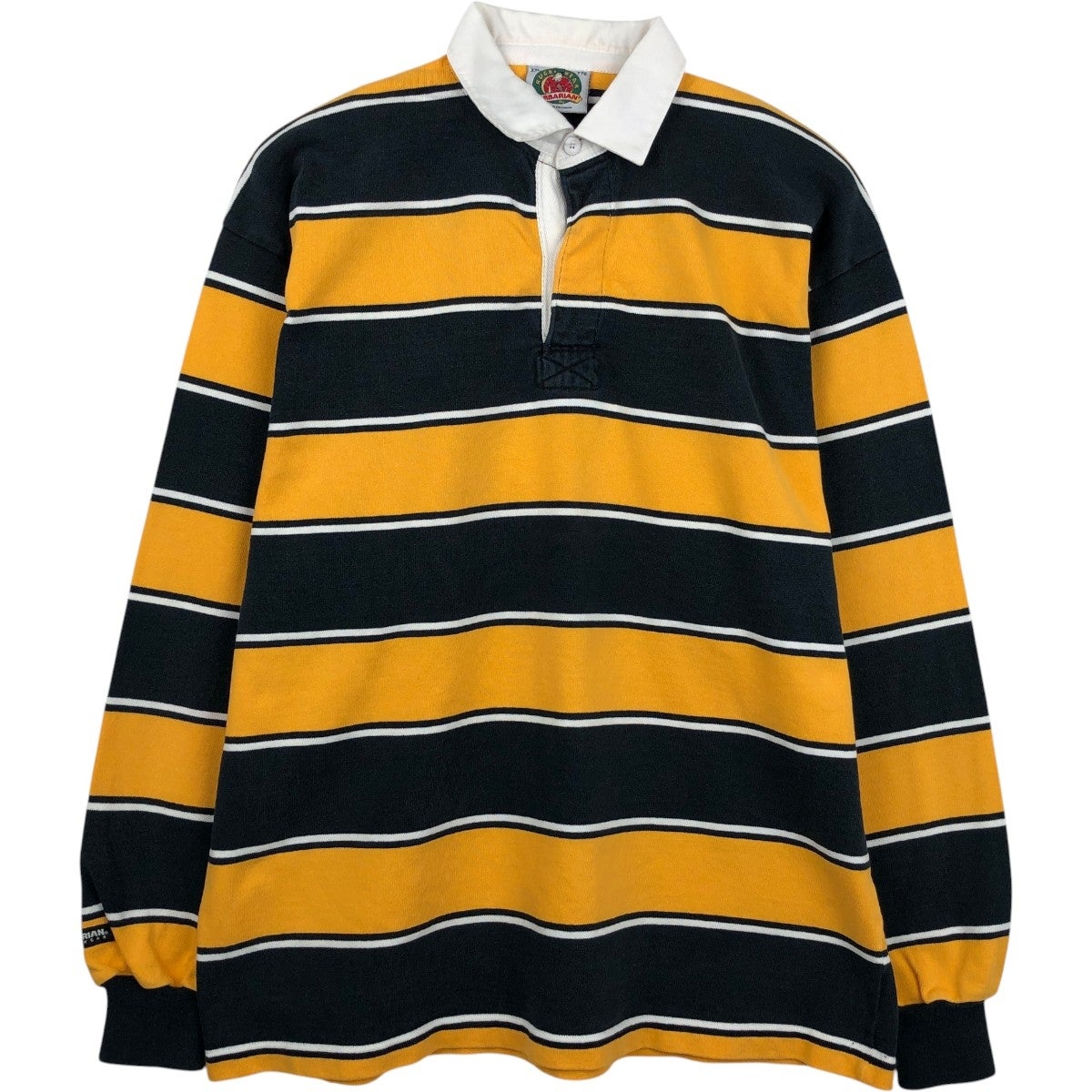 古着 AMERICAN LIVING ボーダー柄 長袖 ラガーシャツ メンズM