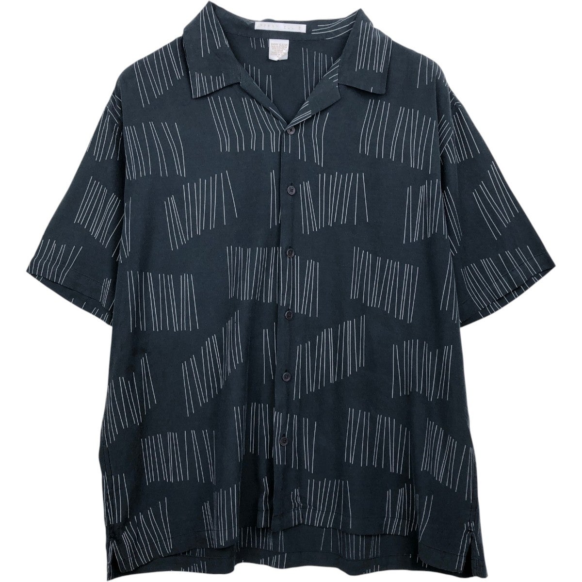 古着 ペリーエリス PERRY ELLIS 総柄 半袖 オープンカラー シルク