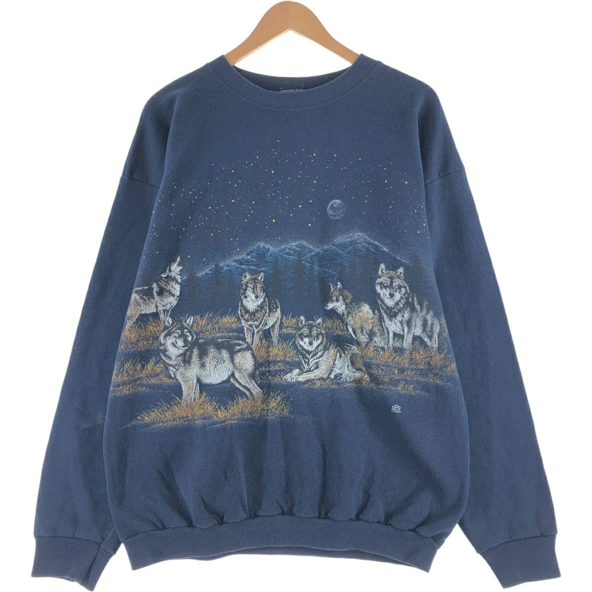 古着 90年代 COTTON GROVE DESIGNS オオカミ柄 アニマル スウェット