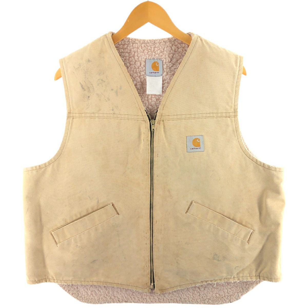 古着 70年代 カーハート Carhartt バットダイ デニムボアベスト メンズ